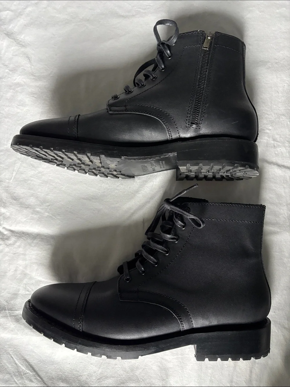 Like New! Thursday Boot Company Black Leather Lace-Up Cap-Toe Boots Size 10
